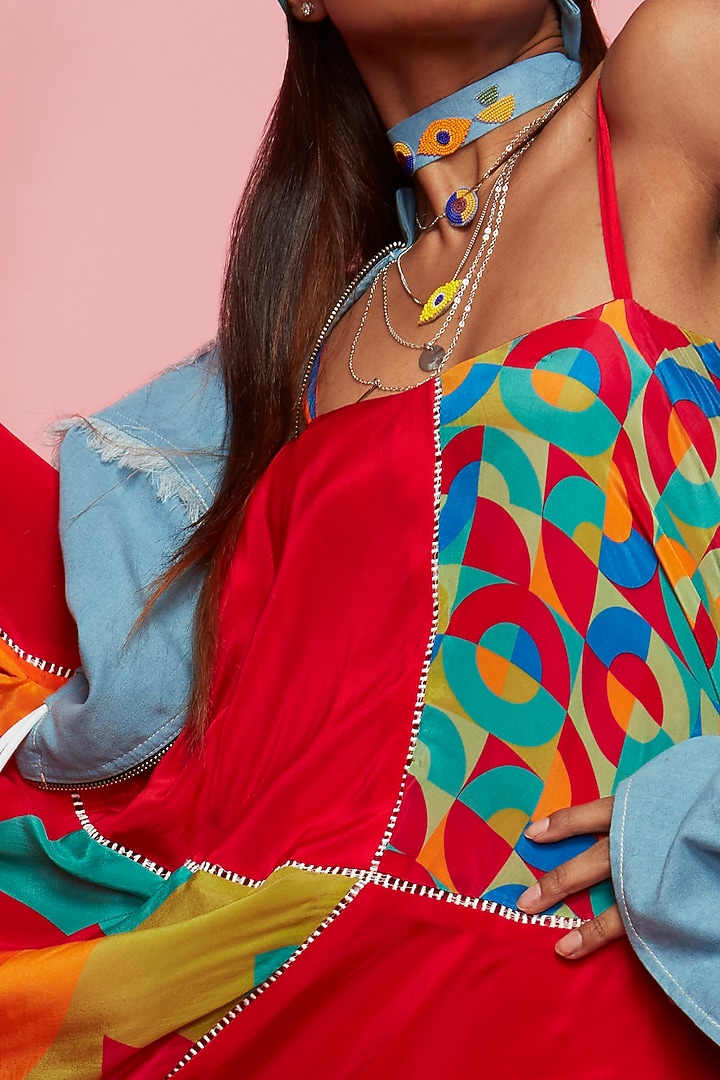 Multi-Colored Crepe Paneled Vacation Dress by Esha L Amin at Pernia's Pop Up Shop