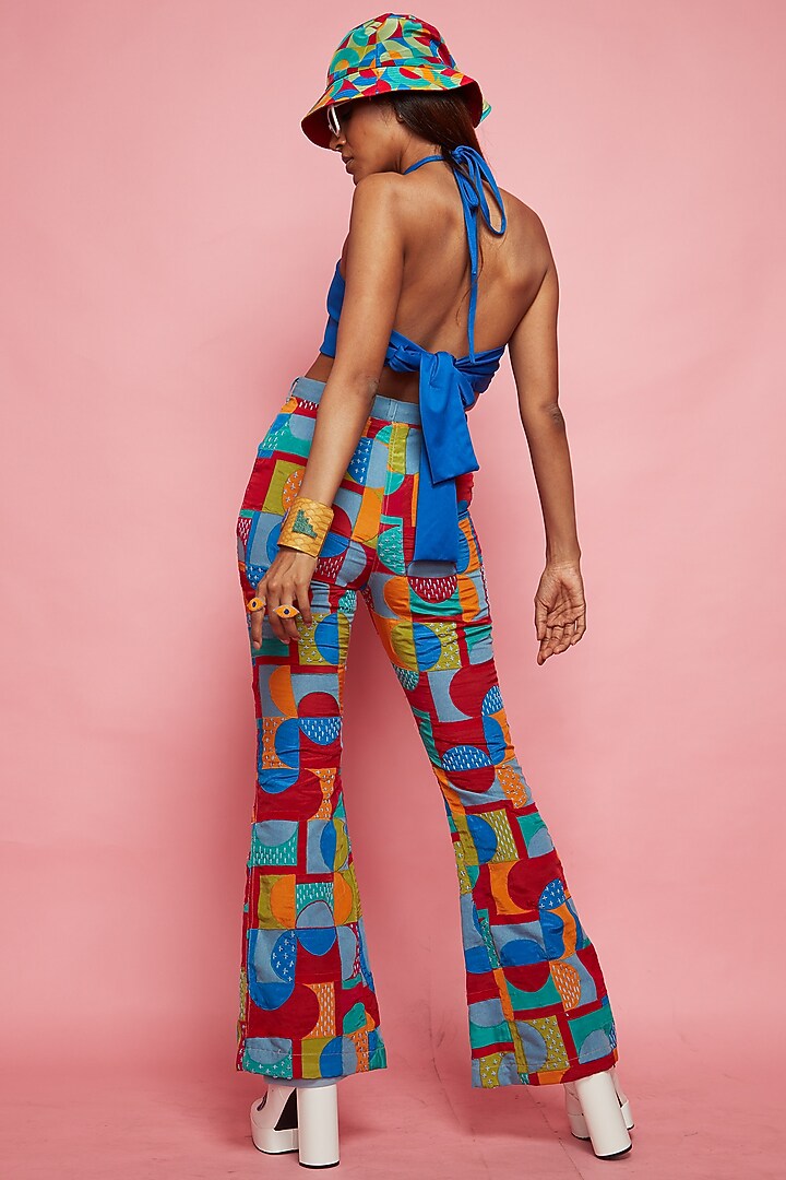 Multi-Colored Denim Pant Set by Esha L Amin at Pernia's Pop Up Shop