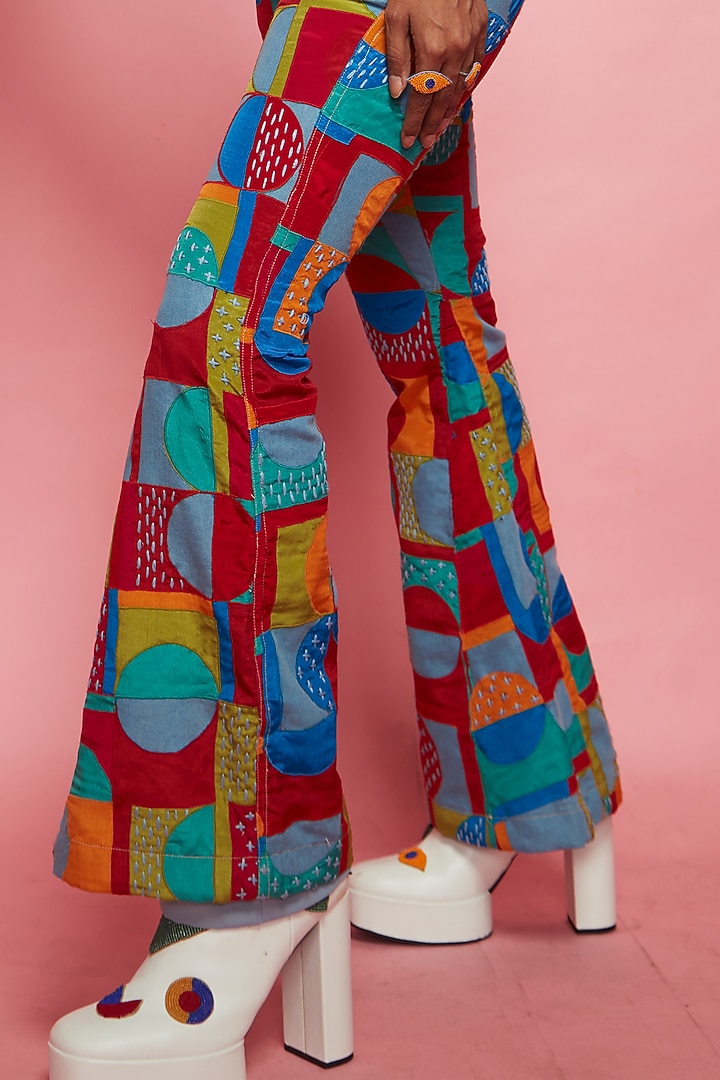 Multi-Colored Denim Pant Set by Esha L Amin at Pernia's Pop Up Shop