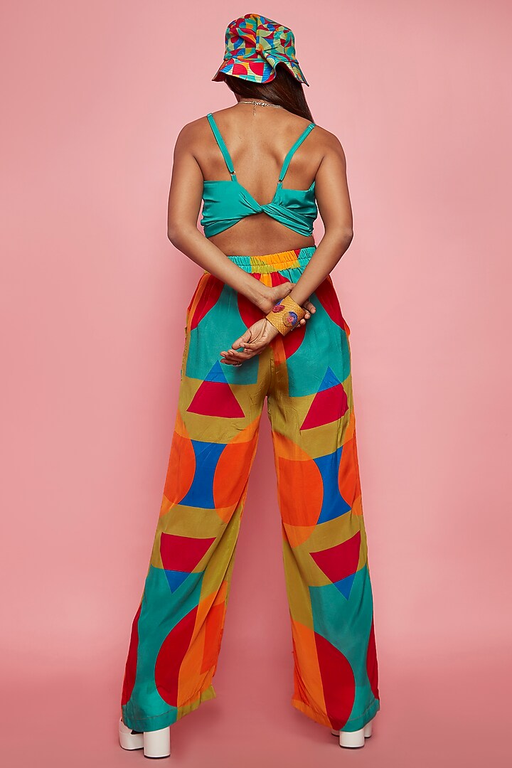 Multi-Colored Crepe Pant Set by Esha L Amin at Pernia's Pop Up Shop
