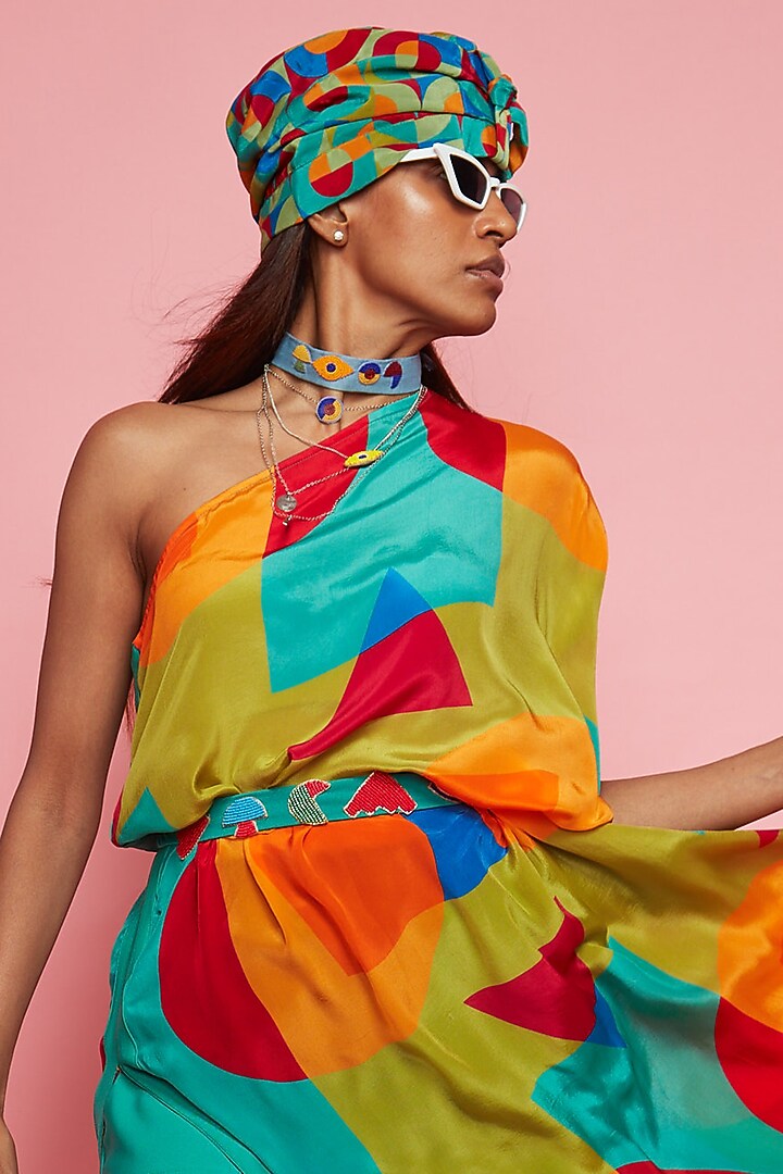 Multi-Colored Rayon Kaftan by Esha L Amin at Pernia's Pop Up Shop