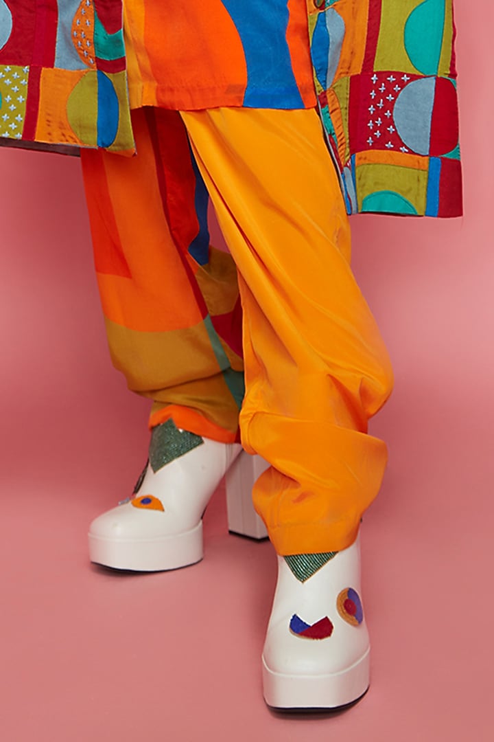 Orange Crepe Pant Set by Esha L Amin at Pernia's Pop Up Shop