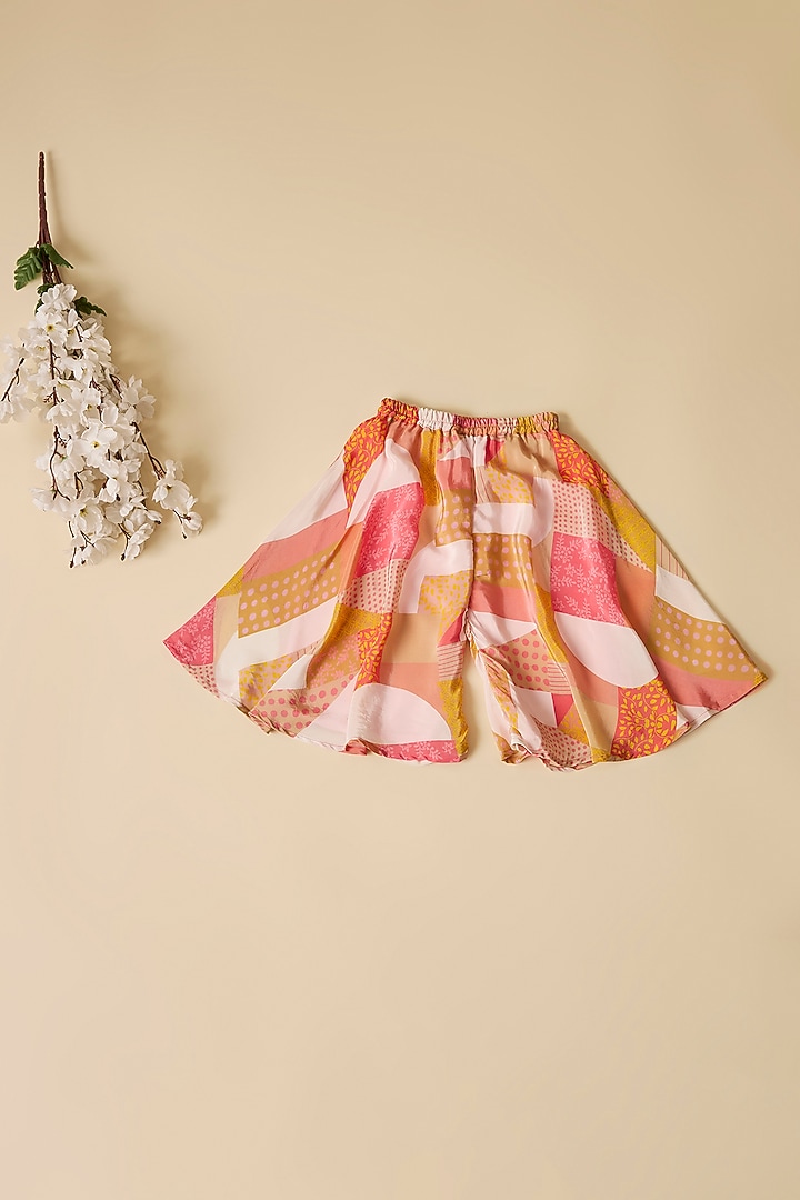 Multi-Colored Crepe Printed Sharara Set For Girls by Esha Amin Kids at Pernia's Pop Up Shop