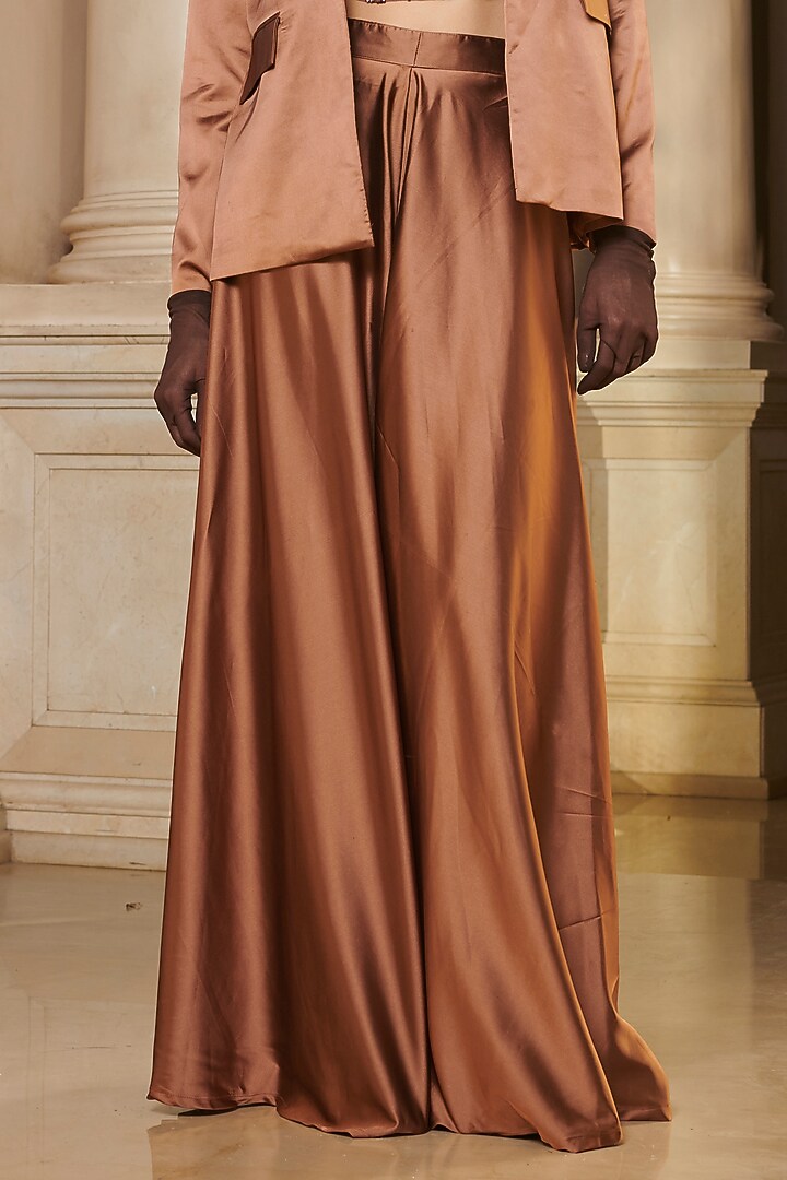 Brown Satin Pant Set by Esha L Amin at Pernia's Pop Up Shop