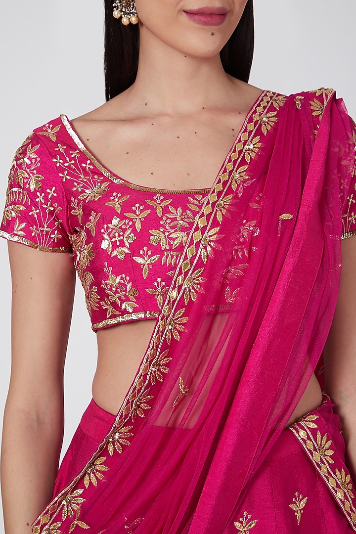 Fuchsia Embroidered Wedding Lehenga Set by Esha Koul at Pernia's Pop Up Shop