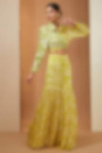 Lemon Yellow Modal Floral Printed Party Wear Sharara Set by Esha Koul at Pernia's Pop Up Shop