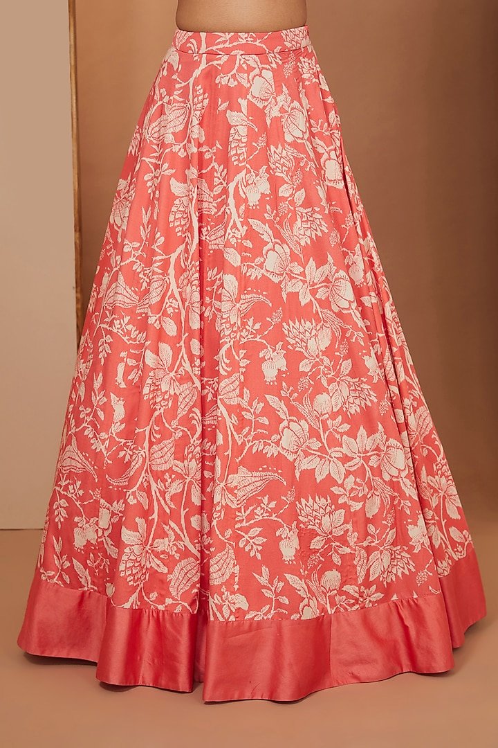 Gajari Red Modal Floral Printed Wedding Lehenga Set by Esha Koul at Pernia's Pop Up Shop