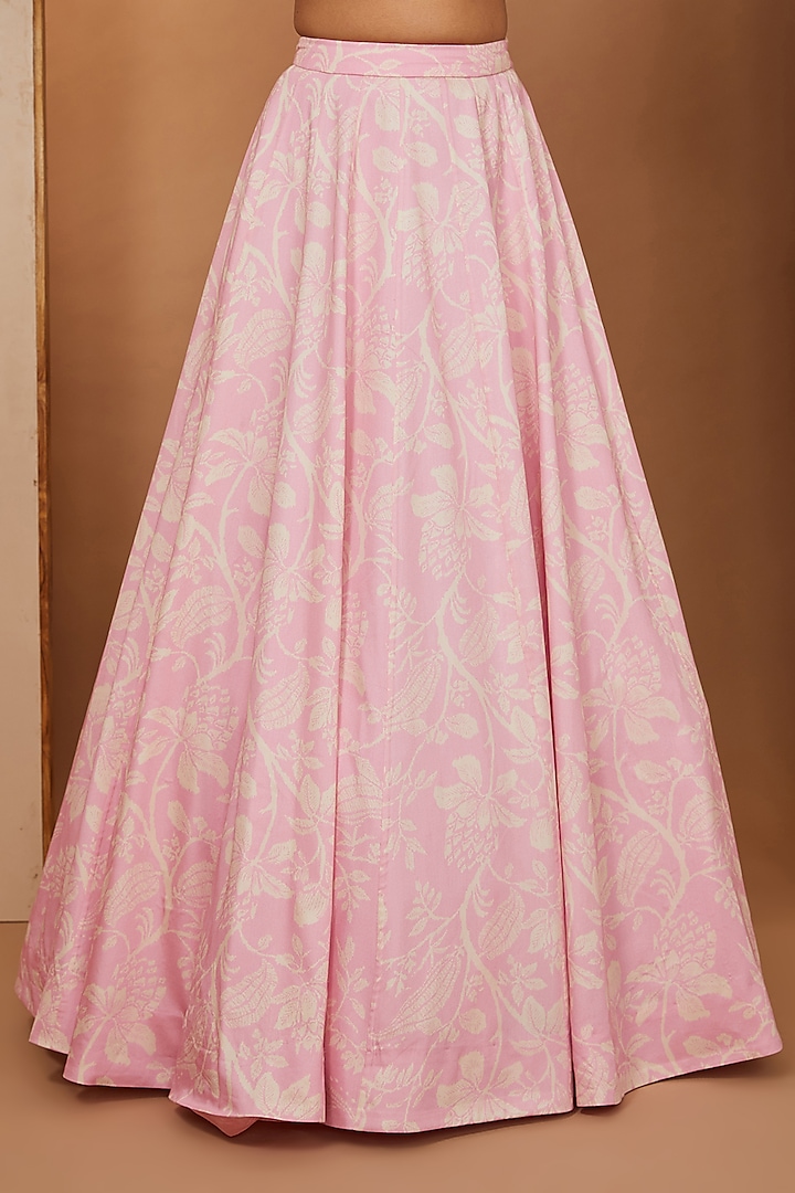 Pink Modal Printed Wedding Lehenga Set by Esha Koul at Pernia's Pop Up Shop
