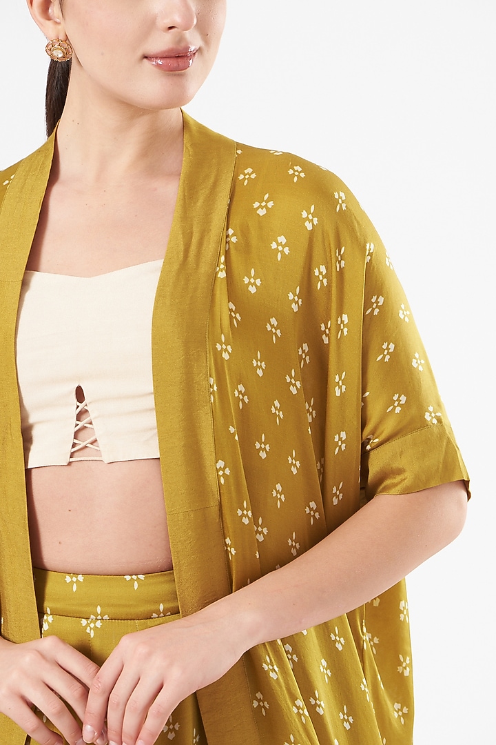 Mustard Floral Printed Skirt Set by Esha Koul at Pernia's Pop Up Shop