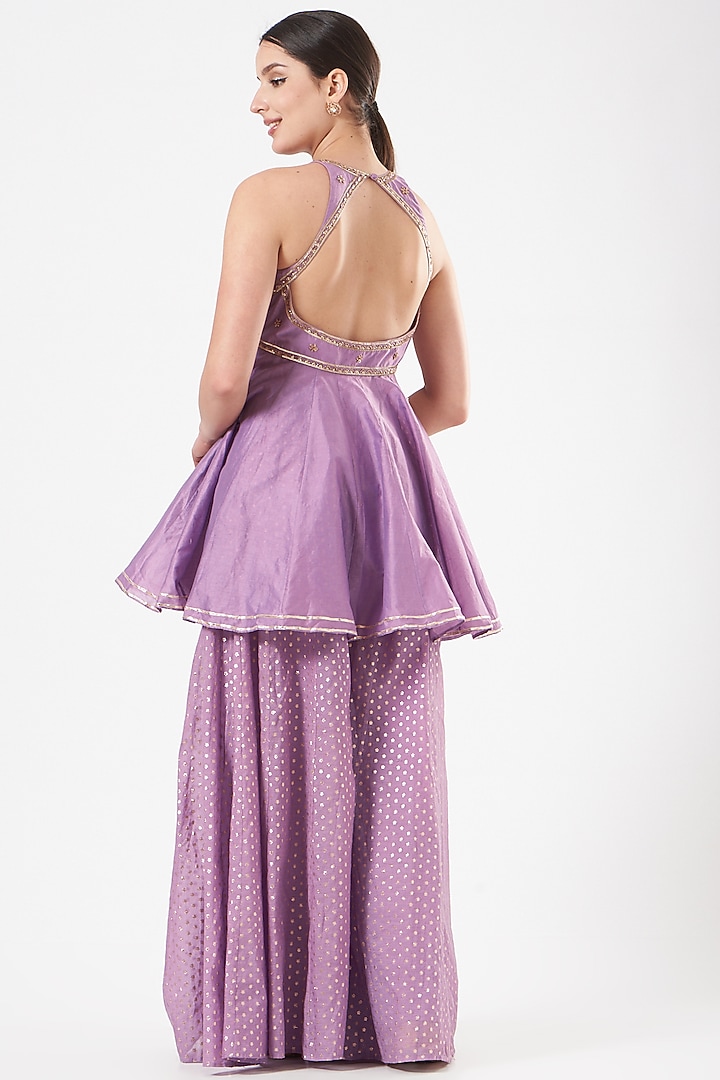 Light Purple Modal Satin Wedding Sharara Set by Esha Koul at Pernia's Pop Up Shop