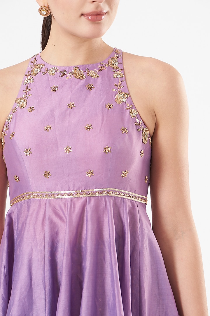 Light Purple Modal Satin Wedding Sharara Set by Esha Koul at Pernia's Pop Up Shop