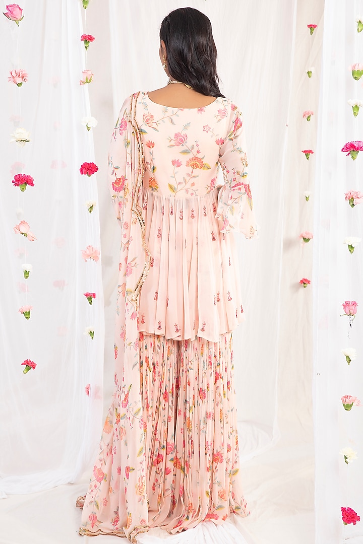 Blush Pink Printed Wedding Sharara Set by Esha Koul at Pernia's Pop Up Shop