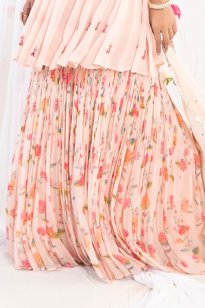 Blush Pink Printed Wedding Sharara Set by Esha Koul at Pernia's Pop Up Shop