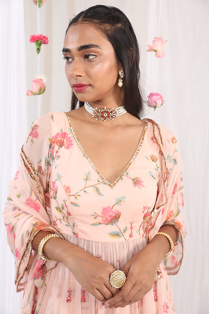 Blush Pink Printed Wedding Sharara Set by Esha Koul at Pernia's Pop Up Shop