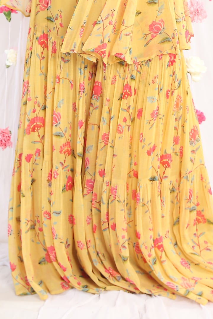 Mustard Printed Wedding Sharara Set by Esha Koul at Pernia's Pop Up Shop