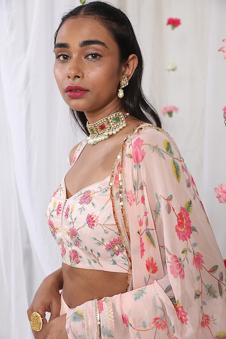 Blush Pink Wedding Sharara Set With Print by Esha Koul at Pernia's Pop Up Shop