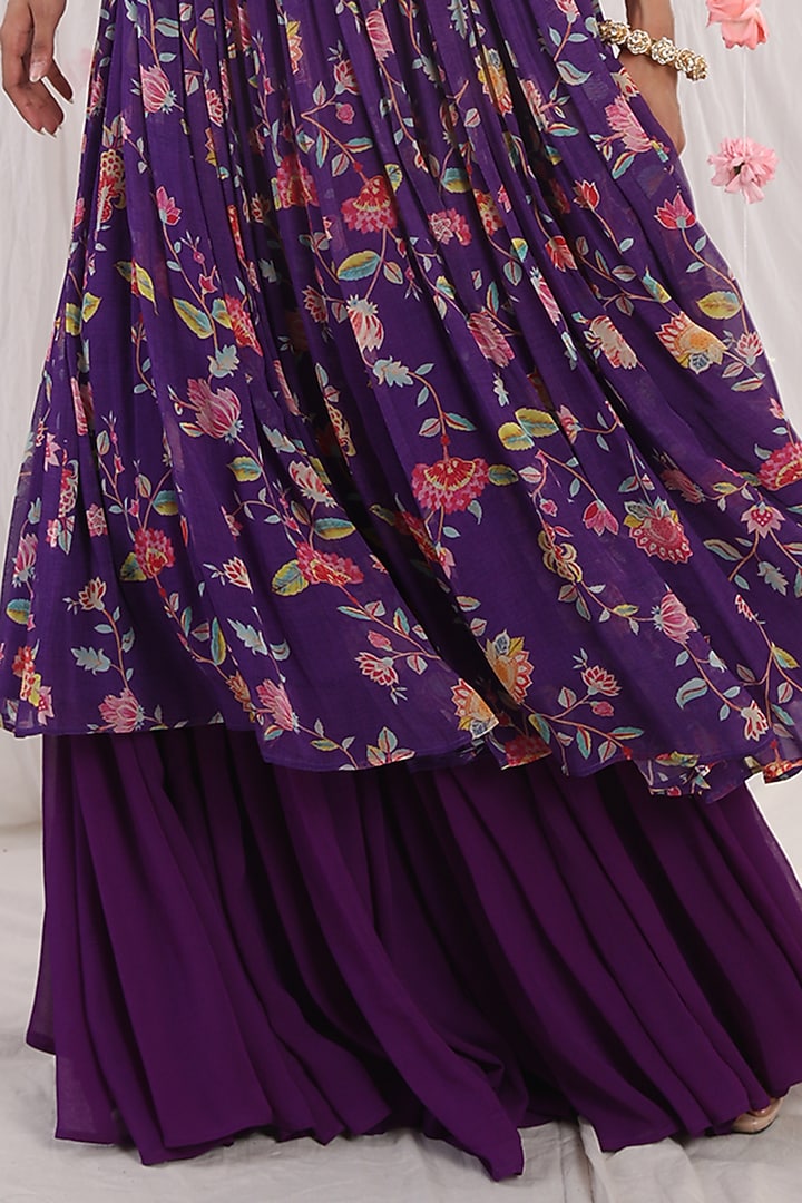 Dark Purple Embroidered Wedding Anarkali Set by Esha Koul at Pernia's Pop Up Shop