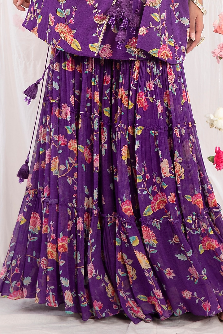 Purple Printed Wedding Sharara Set by Esha Koul at Pernia's Pop Up Shop