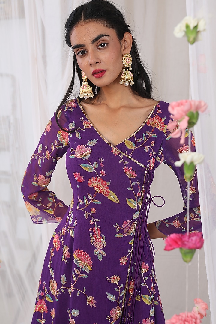 Purple Printed Wedding Sharara Set by Esha Koul at Pernia's Pop Up Shop