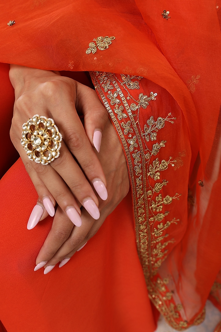 Rust Georgette Wedding Sharara Set by Esha Koul at Pernia's Pop Up Shop