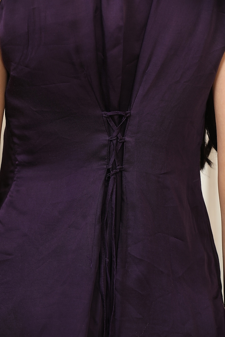 Purple Bemberg Pure Satin & Shimmer Wedding Sharara Set by Esha Koul at Pernia's Pop Up Shop