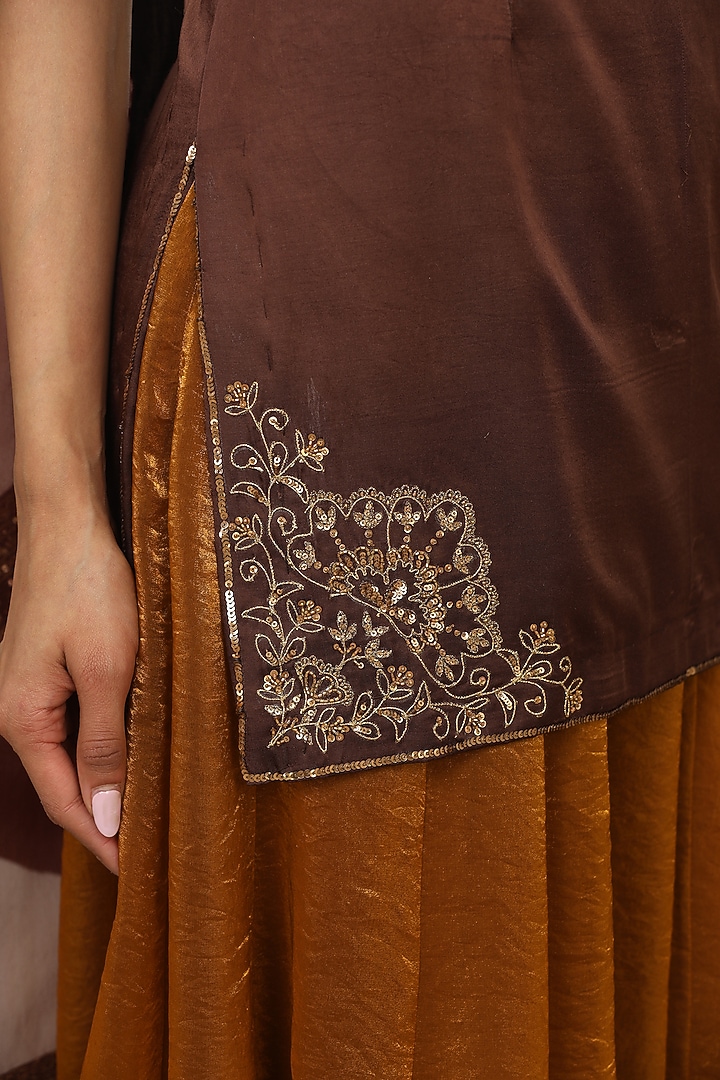 Golden Shimmer & Bemberg Pure Satin Wedding Sharara Set by Esha Koul at Pernia's Pop Up Shop