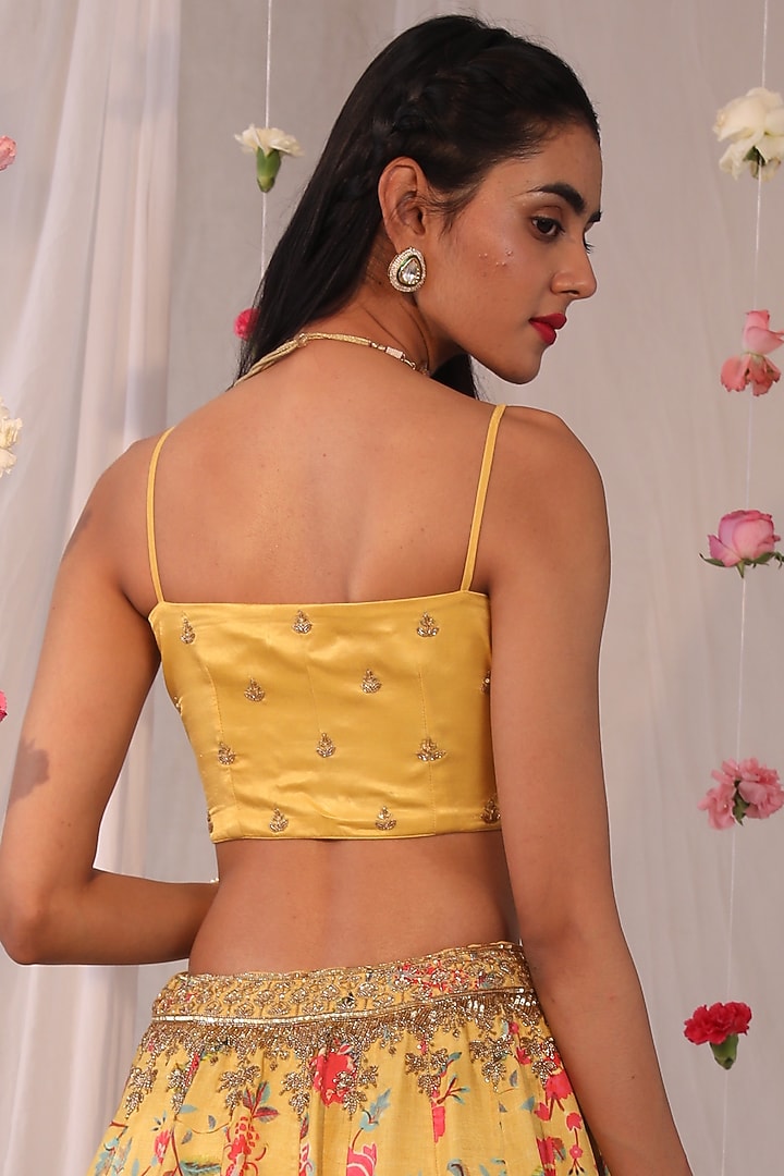 Mustard Embroidered Blouse by Esha Koul at Pernia's Pop Up Shop