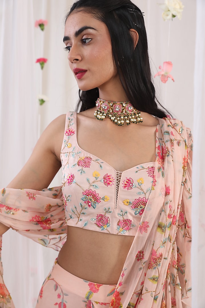 Pink Embroidered Blouse by Esha Koul