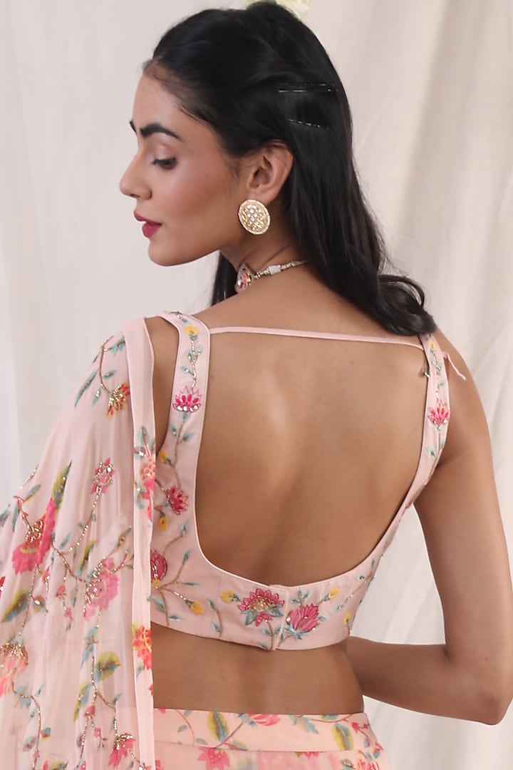 Pink Embroidered Blouse by Esha Koul at Pernia's Pop Up Shop