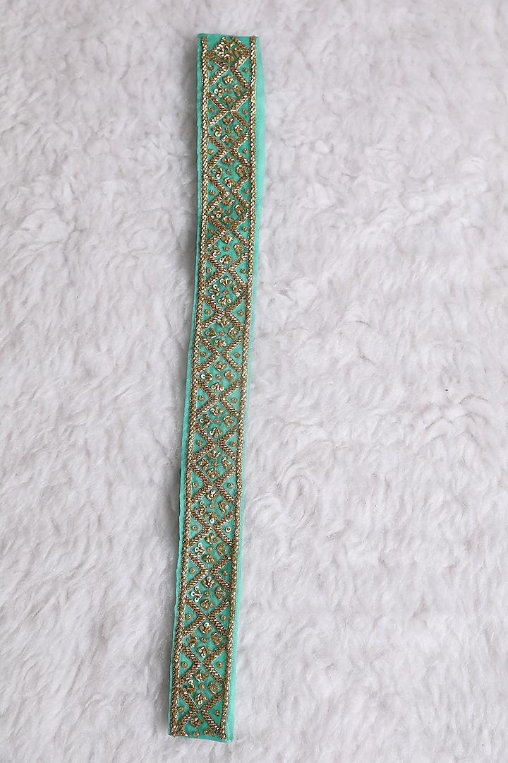Sea Green Embroidered Belt by Esha Koul
