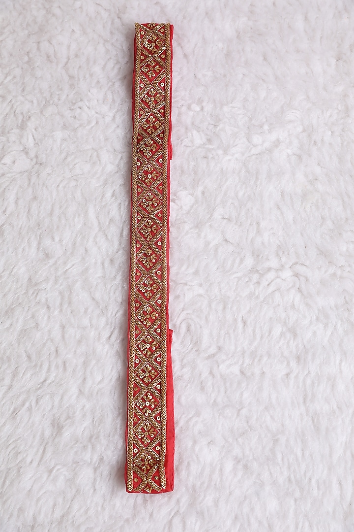 Red Embroidered Belt by Esha Koul