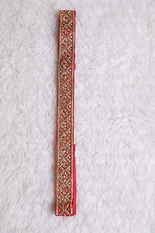 Red Embroidered Belt by Esha Koul