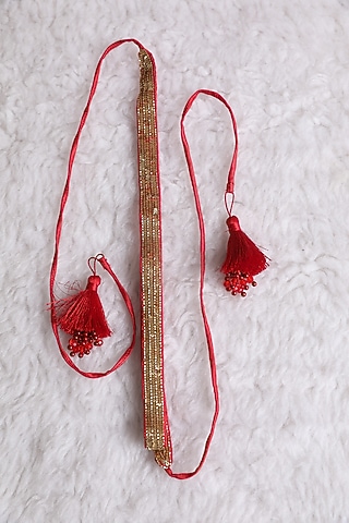 Red Sequins Embroidered Belt by Esha Koul