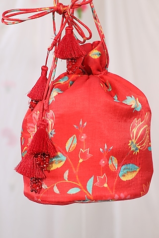 Red Floral Potli by Esha Koul