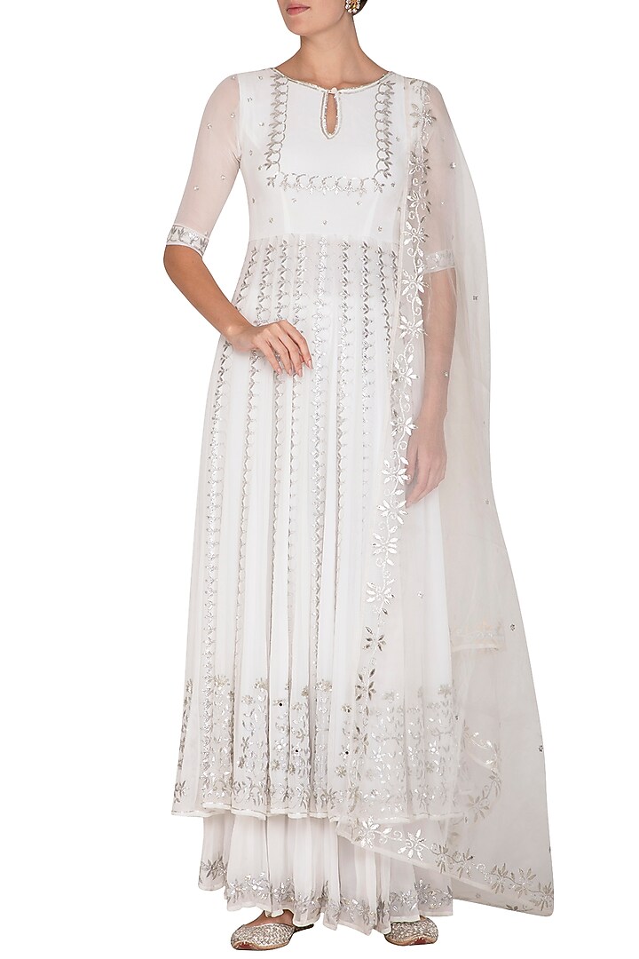 Ivory Mirror Embroidered Wedding Sharara Set by Esha Koul at Pernia's Pop Up Shop