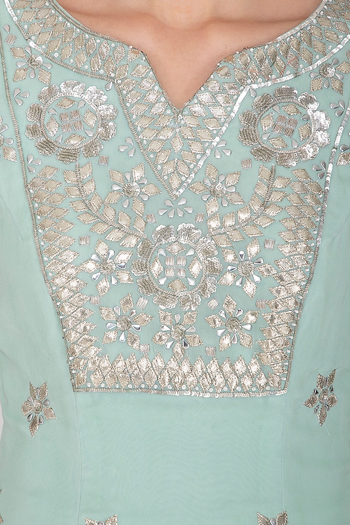 Aqua Blue Embroidered Wedding Sharara Set by Esha Koul at Pernia's Pop Up Shop
