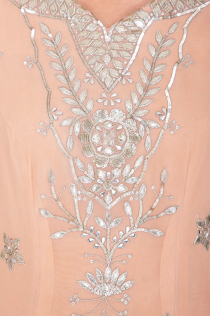 Peach Embroidered Wedding Sharara Set by Esha Koul at Pernia's Pop Up Shop