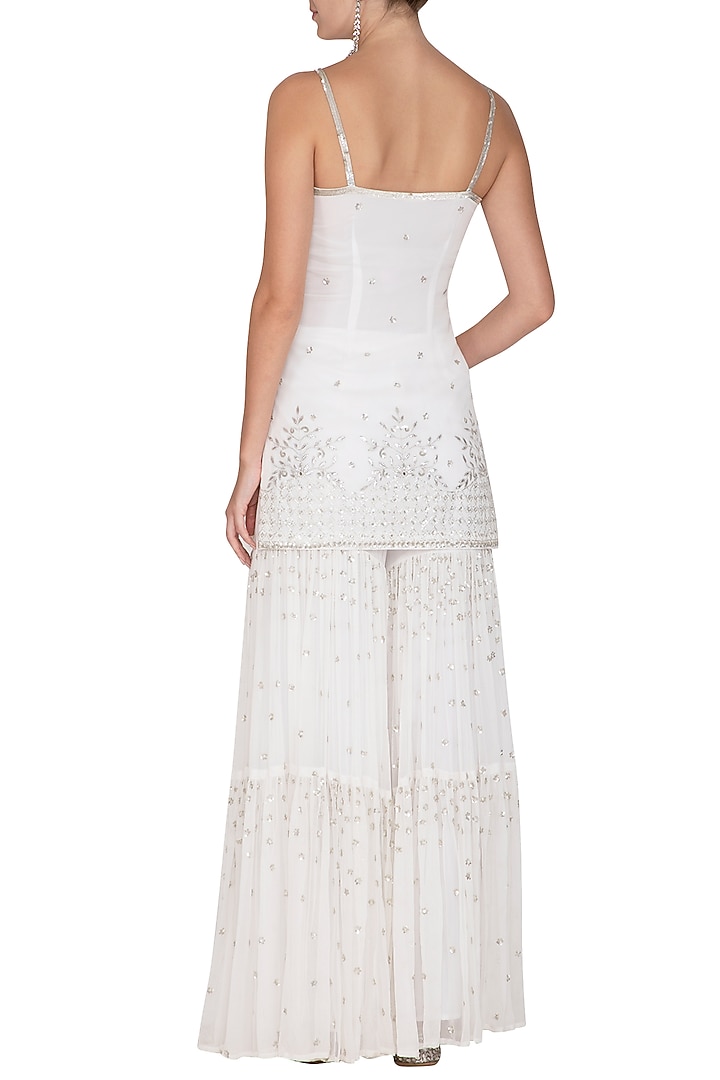 White Embroidered Wedding Sharara Set by Esha Koul at Pernia's Pop Up Shop