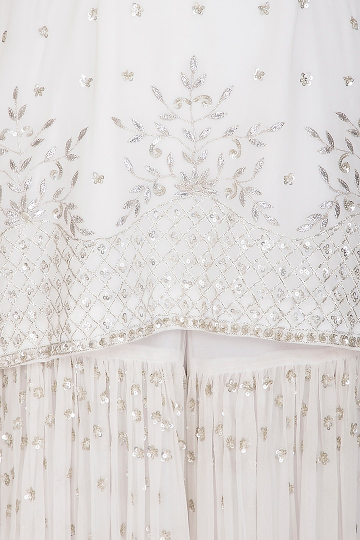 White Embroidered Wedding Sharara Set by Esha Koul at Pernia's Pop Up Shop