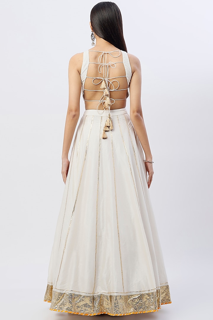 Off-White Gota Embroidered Wedding Lehenga Set by Esha Koul at Pernia's Pop Up Shop