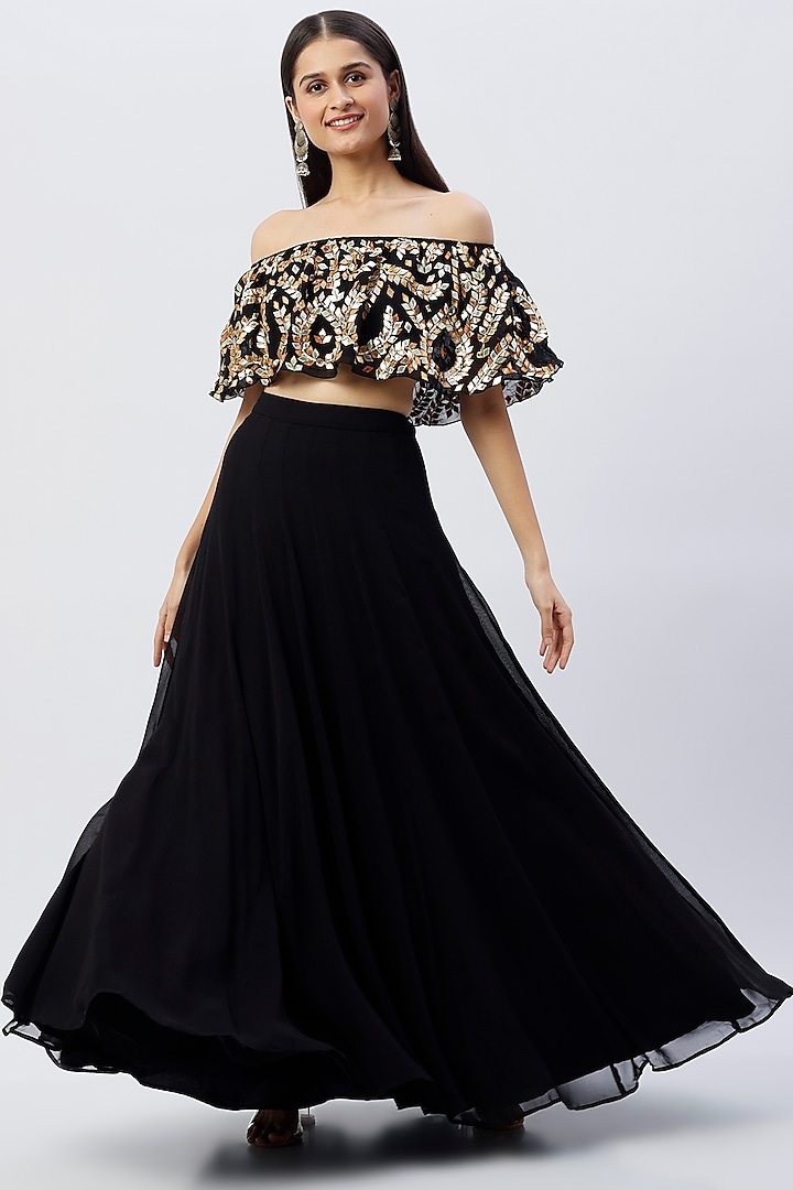 Black Georgette Skirt Set by Esha Koul