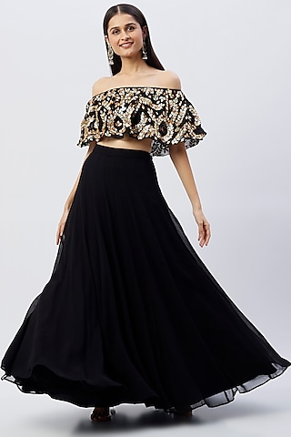 Black Georgette Skirt Set by Esha Koul