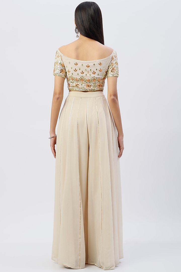 Off-White Embroidered Pant Set by Esha Koul at Pernia's Pop Up Shop