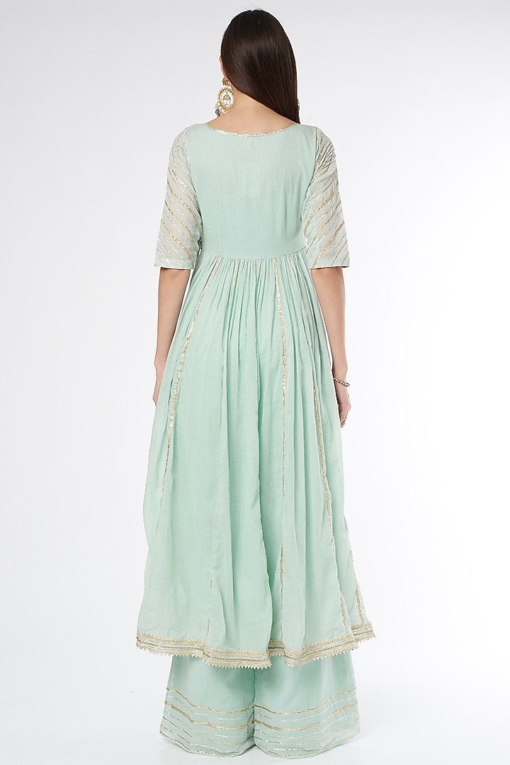 Ice Blue Gota Embroidered Party Wear Anarkali Set by Esha Koul at Pernia's Pop Up Shop