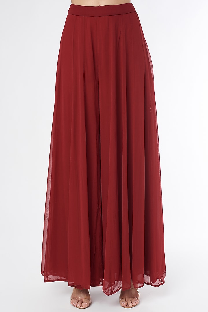Maroon Embroidered Wedding Anarkali Set by Esha Koul at Pernia's Pop Up Shop