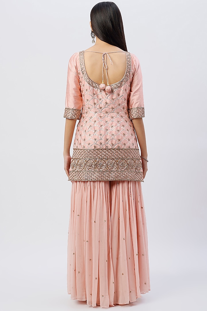 Onion Pink Embellished Wedding Sharara Set by Esha Koul at Pernia's Pop Up Shop