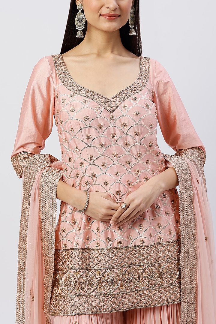 Onion Pink Embellished Wedding Sharara Set by Esha Koul at Pernia's Pop Up Shop