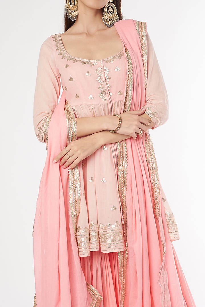 Baby Pink Cotton Party Wear Sharara Set by Esha Koul at Pernia's Pop Up Shop