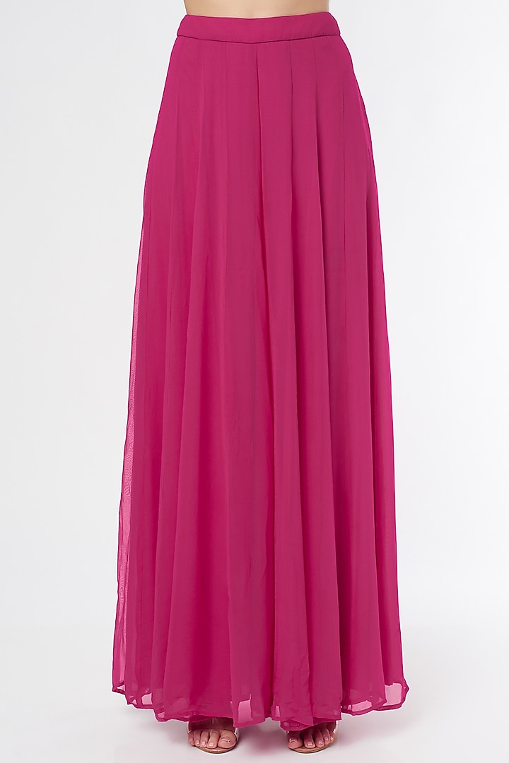 Dark Pink Embroidered Wedding Anarkali Set by Esha Koul at Pernia's Pop Up Shop