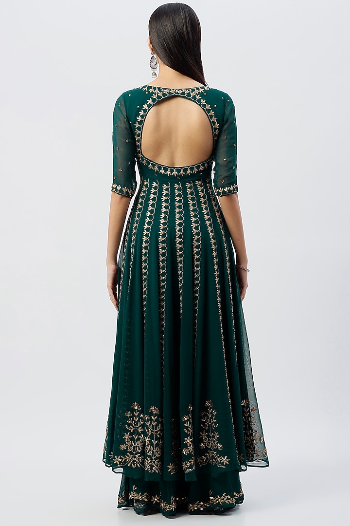 Emerald Embroidered Wedding Anarkali Set by Esha Koul at Pernia's Pop Up Shop